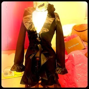 Bebe blk Satin Coat.